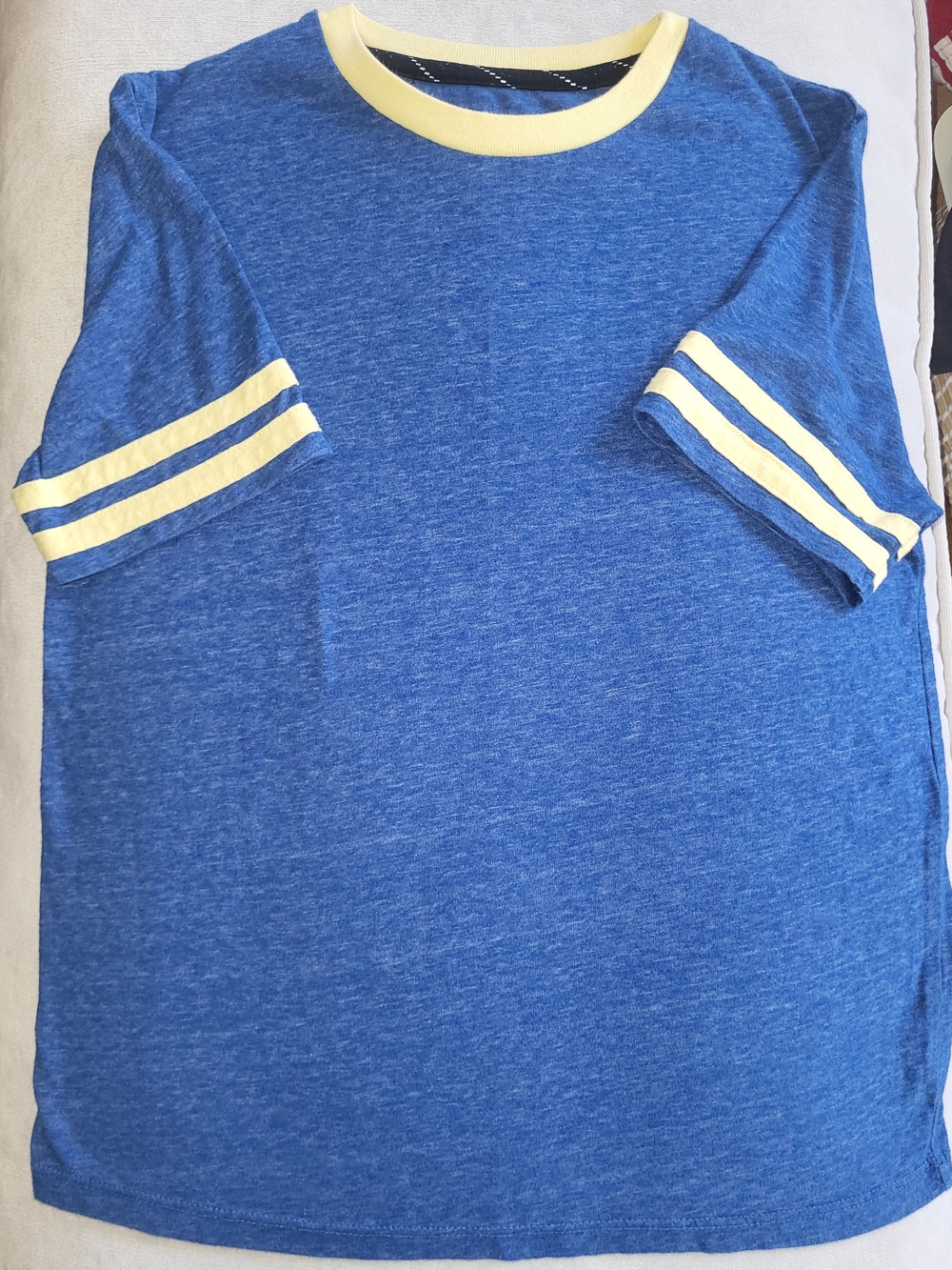 art class Blue Heather Tee with Yellow Trim